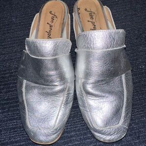 Free People silver slides- mules